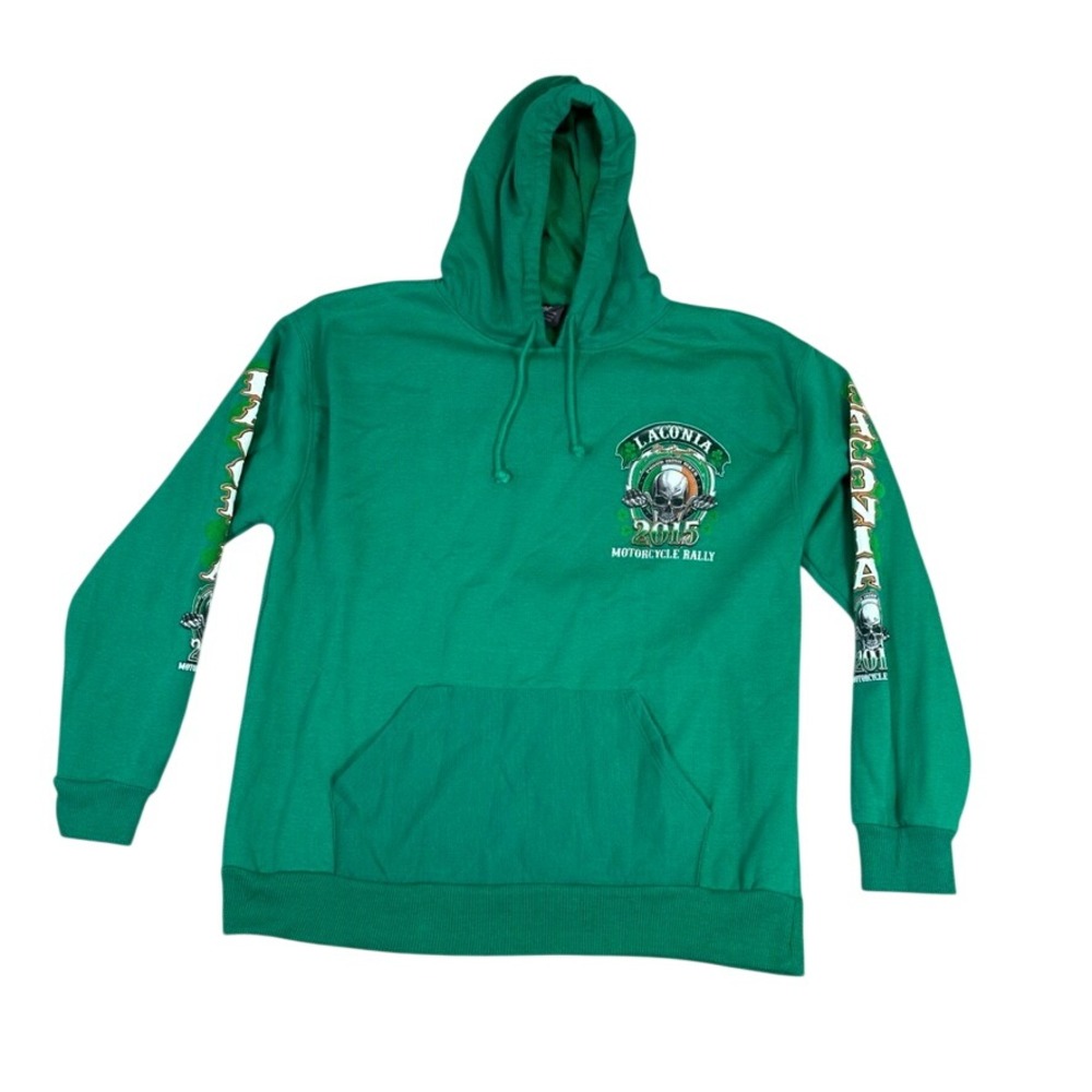 Area Code 212 Laconia 2015 Motorcycle Rally Green Hoodie Mens XL Irish Biker